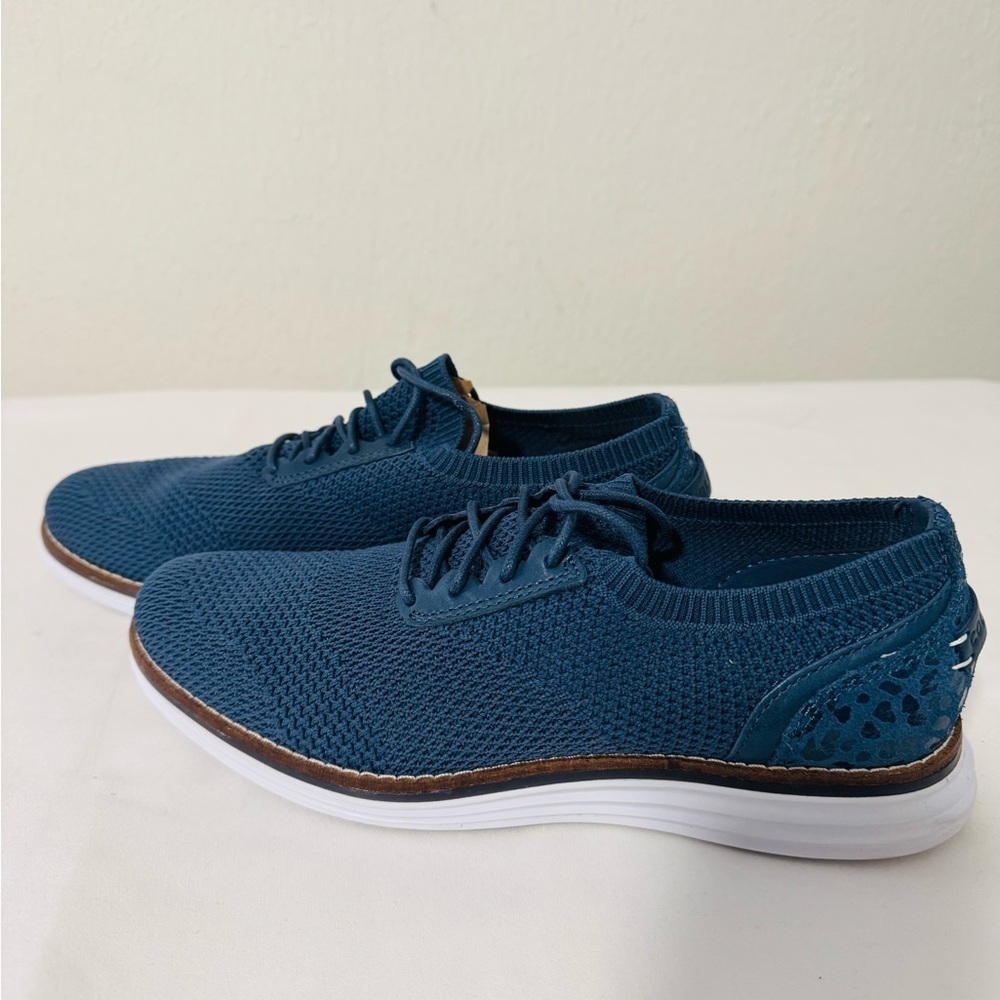 Cole Haan OriginalGrand Size 7B Meridian Oxford Snakeskin Heel Accent Navy EUC